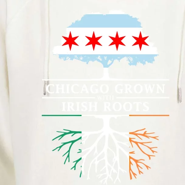 Chicago Grown With Irish Roots Gift Ireland Gift Womens Funnel Neck Pullover Hood