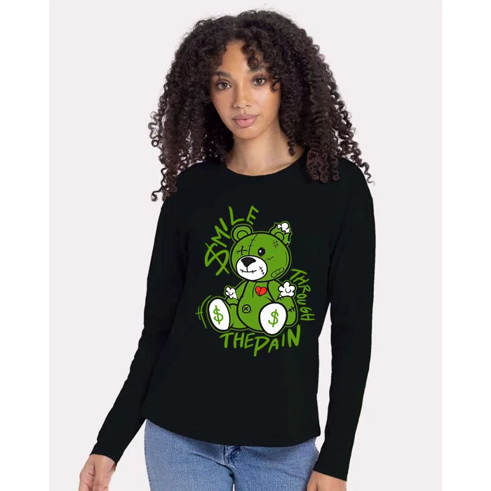 Chlorophyll Green White Color Match Womens Cotton Relaxed Long Sleeve T-Shirt