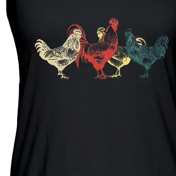 Chicken Group With Rooster Agriculture Farmer Ladies Essential Flowy Tank