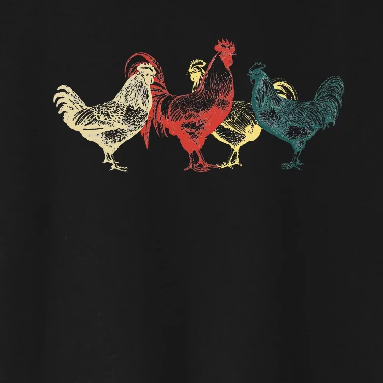 Chicken Group With Rooster Agriculture Farmer Women's Crop Top Tee