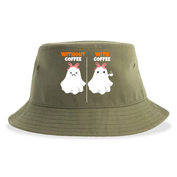 Cute Ghost Without Coffee With Coffee Halloween Cute Gift Sustainable Bucket Hat