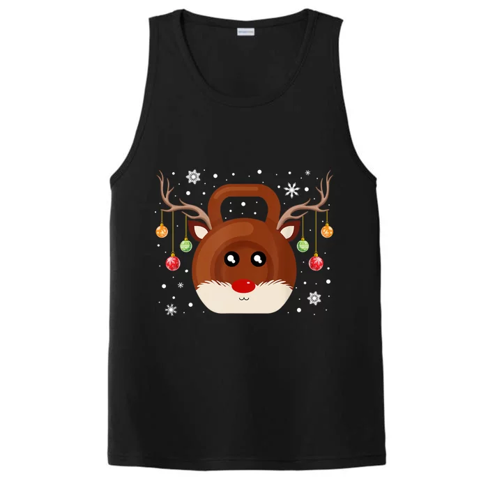 Christmas Gym Workout Reindeer Kettlebell Xmas For Gym Lover Gift Performance Tank