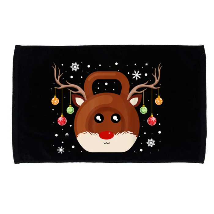 Christmas Gym Workout Reindeer Kettlebell Xmas For Gym Lover Gift Microfiber Hand Towel