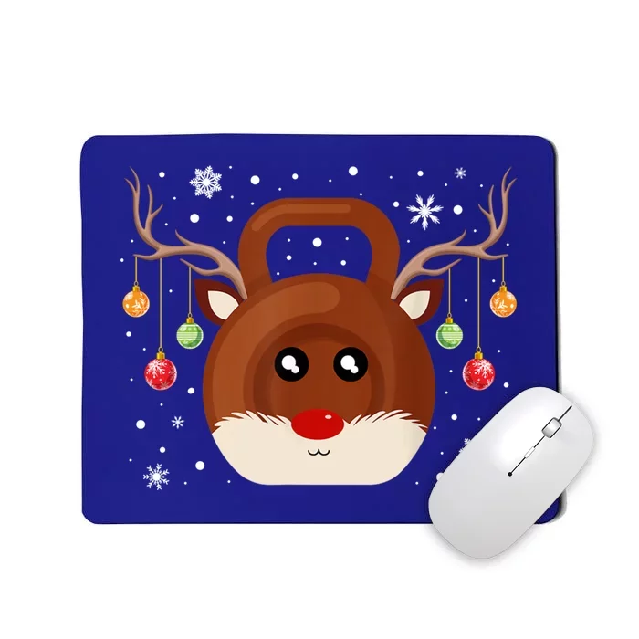 Christmas Gym Workout Reindeer Kettlebell Xmas For Gym Lover Gift Mousepad