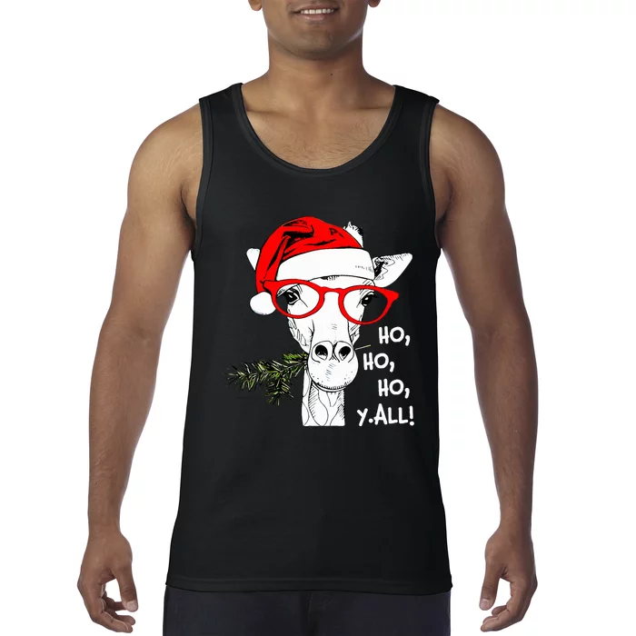 Cute Giraffe With Santa Hat Merry Xmas Giraffe Lover Tank Top