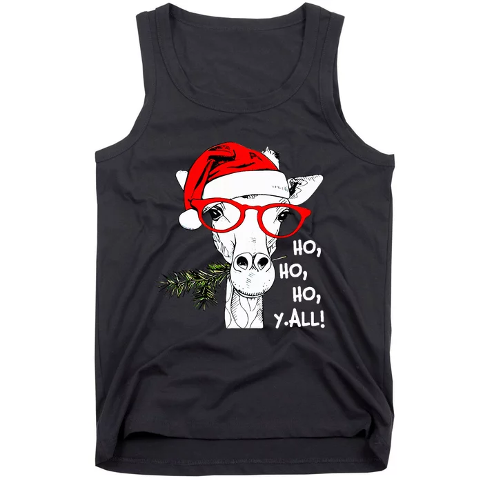 Cute Giraffe With Santa Hat Merry Xmas Giraffe Lover Tank Top