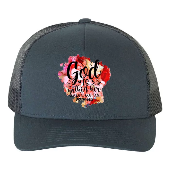 Christian God's Within Her She Will Not Fail Bible Religious Funny Gift Yupoong Adult 5-Panel Trucker Hat