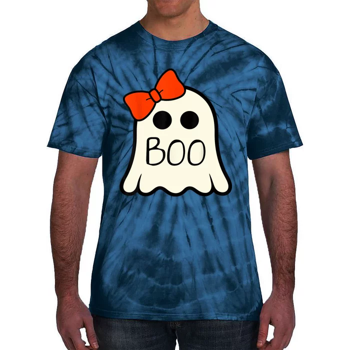 Cute Ghost With Bow Boo Halloween For Girls Tie-Dye T-Shirt