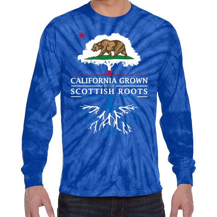 California Grown With Scottish Roots Funny Gift Scotland Gift Tie-Dye Long Sleeve Shirt