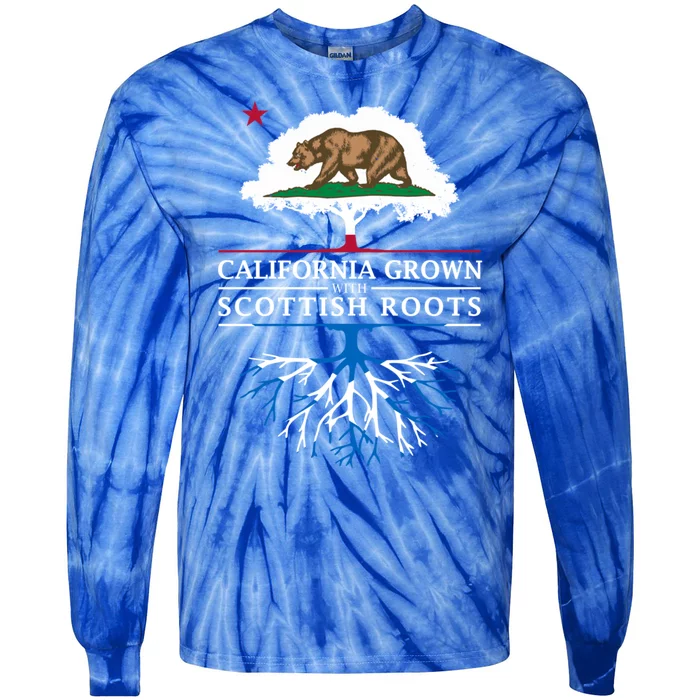 California Grown With Scottish Roots Funny Gift Scotland Gift Tie-Dye Long Sleeve Shirt