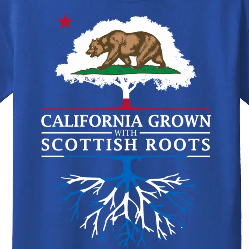 California Grown With Scottish Roots Funny Gift Scotland Gift Kids T-Shirt