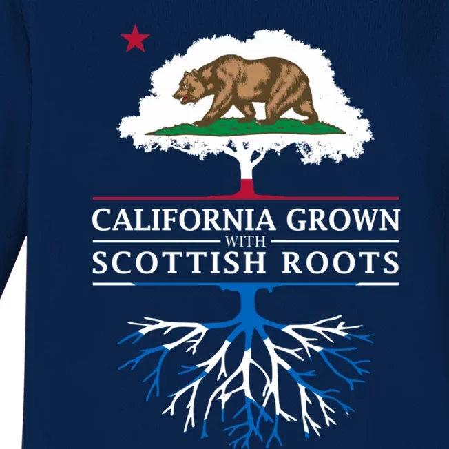 California Grown With Scottish Roots Funny Gift Scotland Gift Baby Long Sleeve Bodysuit