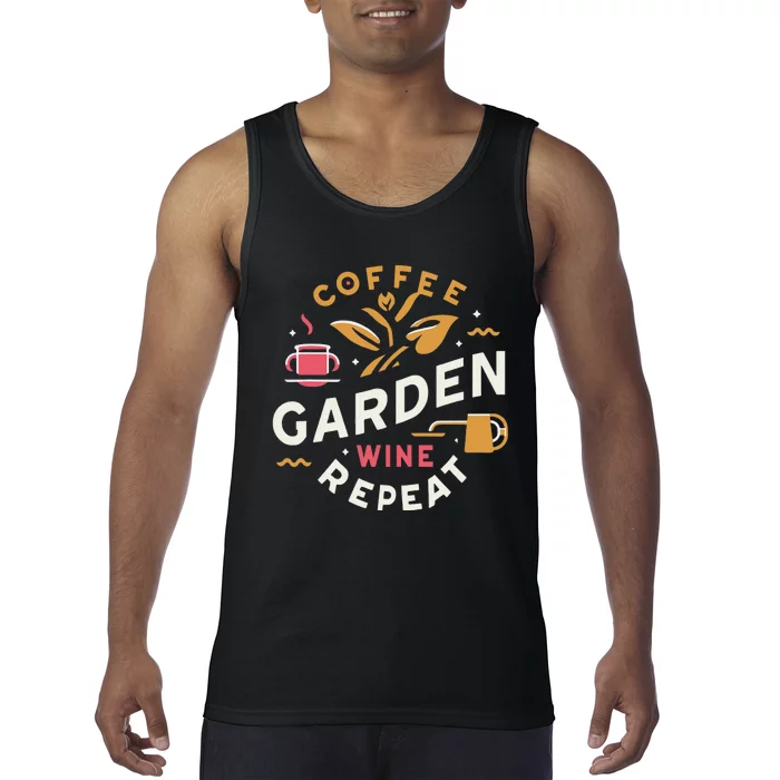 Coffee Garden Wine Repeat Tank Top