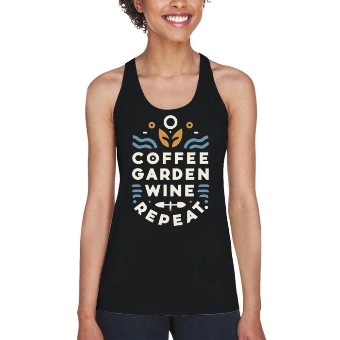 Coffee Garden Wine Repeat Women's Racerback Tank