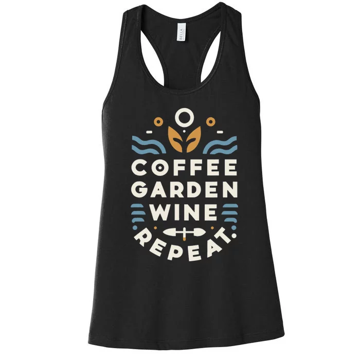 Coffee Garden Wine Repeat Women's Racerback Tank