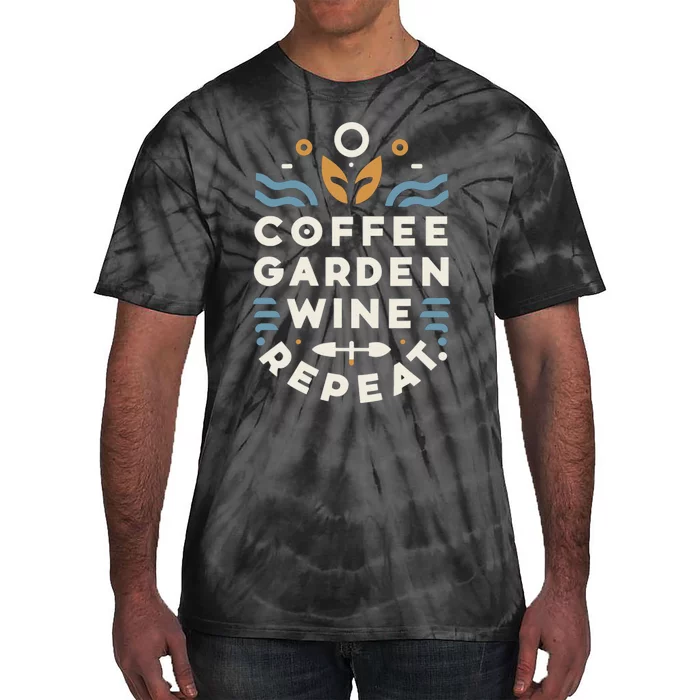 Coffee Garden Wine Repeat Tie-Dye T-Shirt