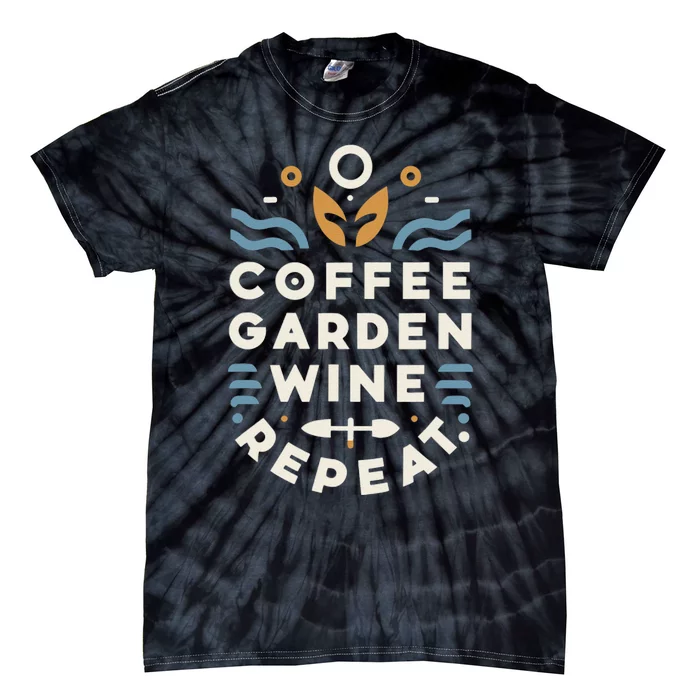 Coffee Garden Wine Repeat Tie-Dye T-Shirt