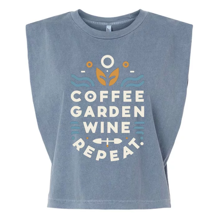 Coffee Garden Wine Repeat Garment-Dyed Women's Muscle Tee