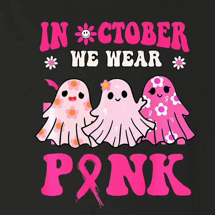 Cute Ghost Wednesday We Wear Pink Halloween Breast Cancer Toddler Long Sleeve Shirt