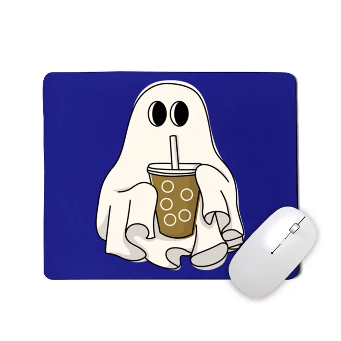 Cute Ghost With Coffee Funny Halloween Spooky Coffee Lovers Gift Mousepad