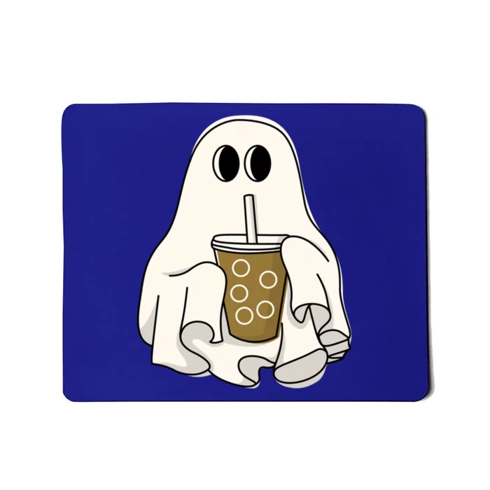 Cute Ghost With Coffee Funny Halloween Spooky Coffee Lovers Gift Mousepad