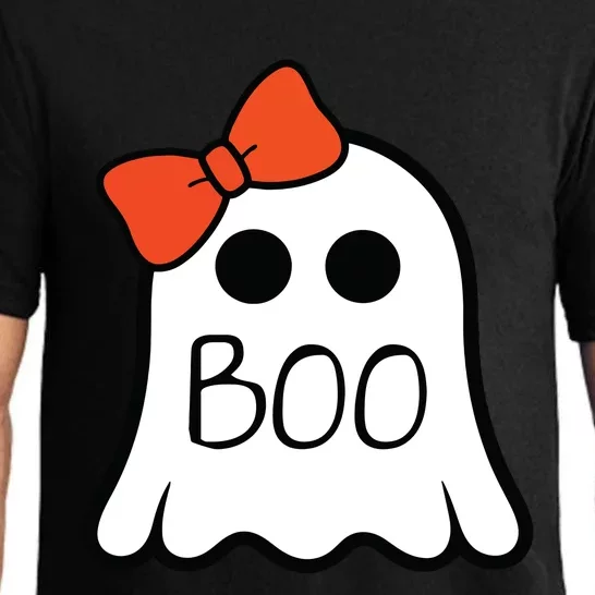 Cute Ghost With Bow Boo Halloween For Girls Kids Pajama Set