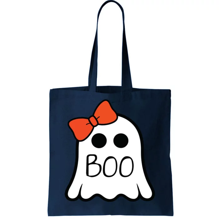 Cute Ghost With Bow Boo Halloween For Girls Kids Tote Bag