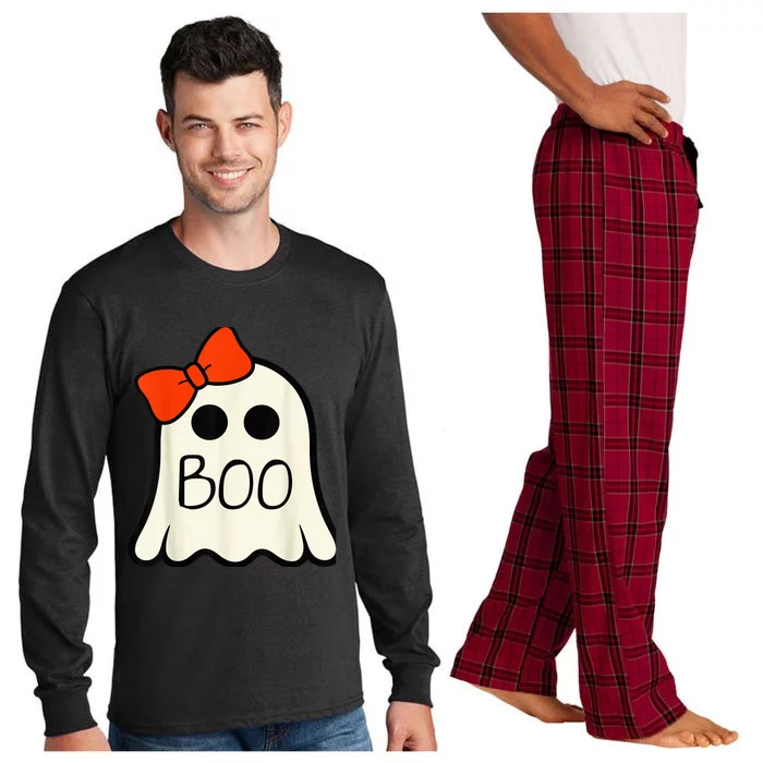 Cute Ghost with Bow Boo Halloween For Girls Kid Toddler Long Sleeve Pajama Set