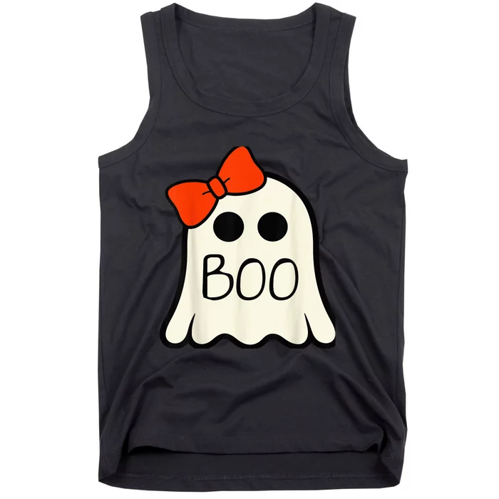 Cute Ghost with Bow Boo Halloween For Girls Kid Toddler Tank Top