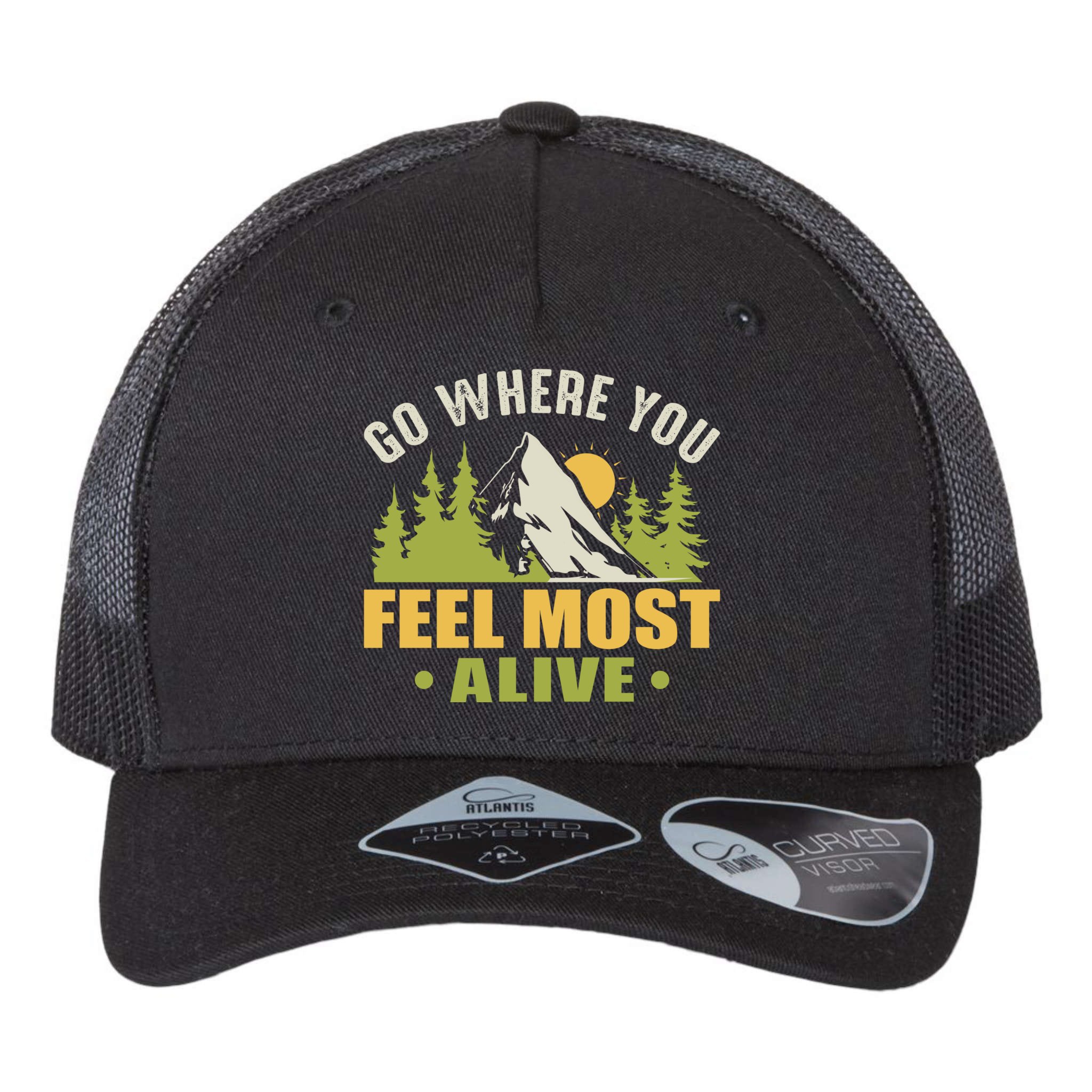 Camping Go Where You Feel Most Alive Atlantis Headwear Sustainable 5-Panel  Trucker Hat
