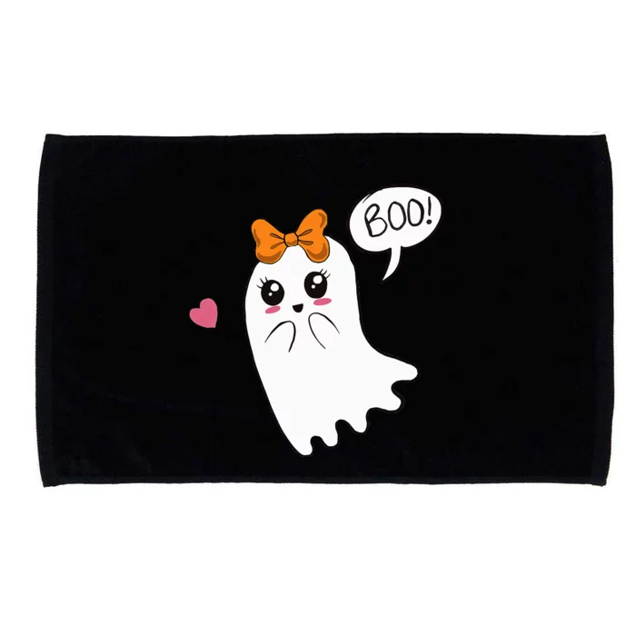 Cute Ghost with Bow Saying Boo Halloween Heart Microfiber Hand Towel