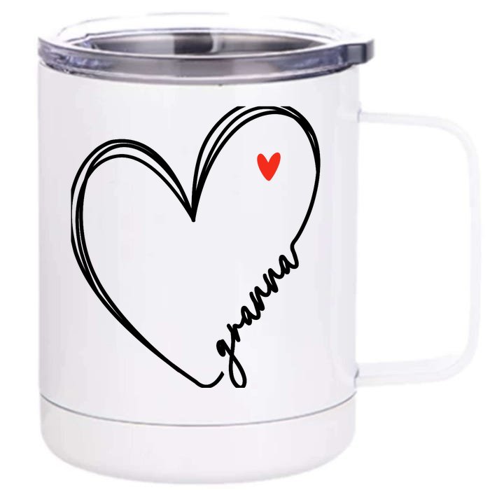 Cute granna With Heart Girl Wo Mom Mother Front & Back 12oz Stainless Steel Tumbler Cup