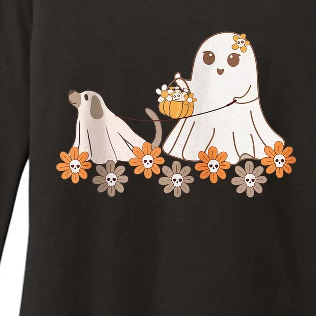 Cute Ghost Walking Dog Womens CVC Long Sleeve Shirt