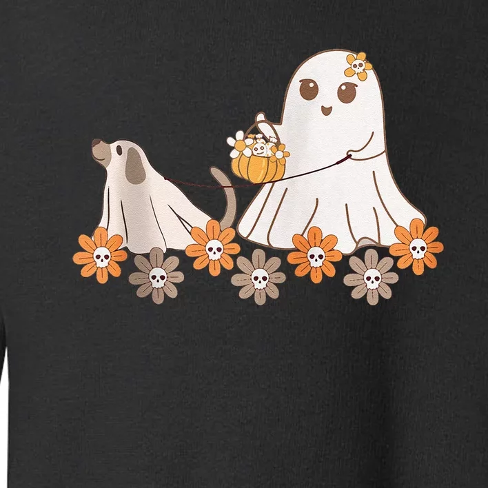 Cute Ghost Walking Dog Toddler Sweatshirt