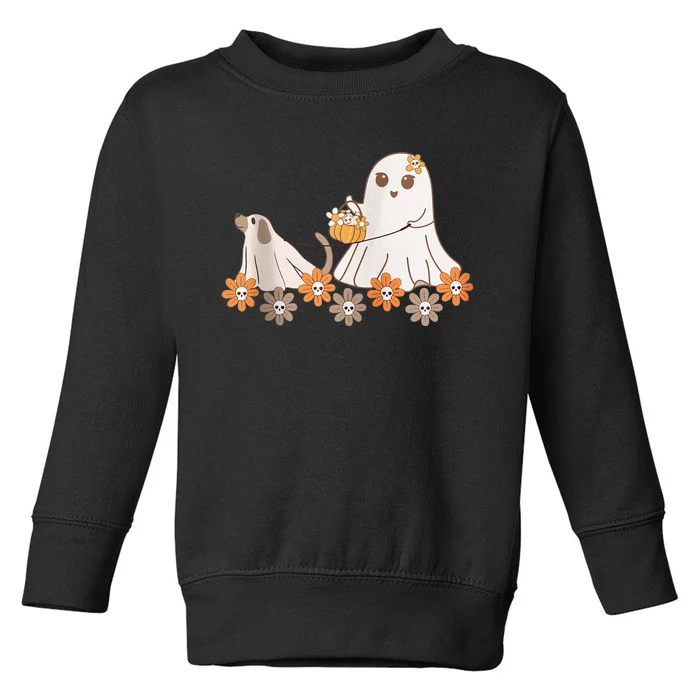 Cute Ghost Walking Dog Toddler Sweatshirt