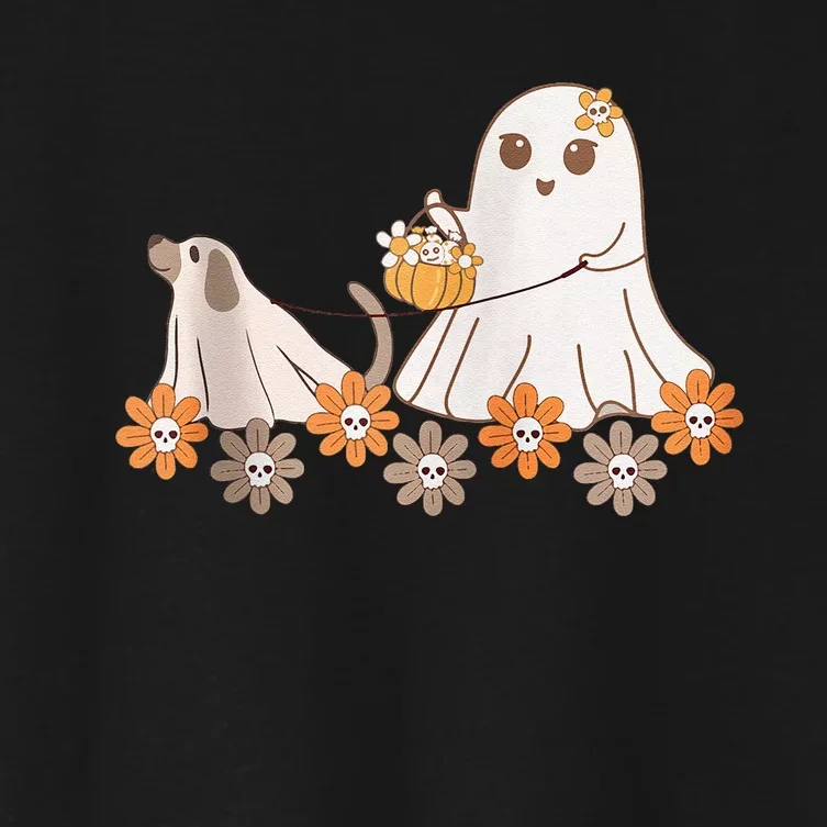 Cute Ghost Walking Dog Women's Crop Top Tee