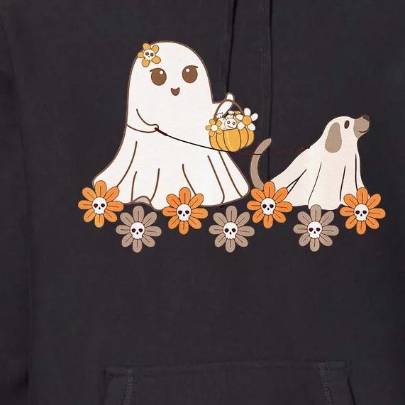 Cute Ghost Walking Dog Premium Hoodie