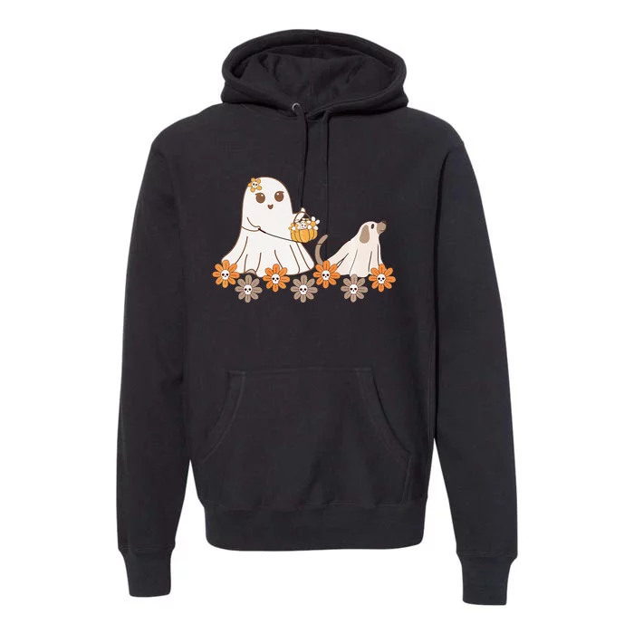 Cute Ghost Walking Dog Premium Hoodie