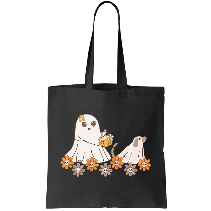 Cute Ghost Walking Dog Tote Bag