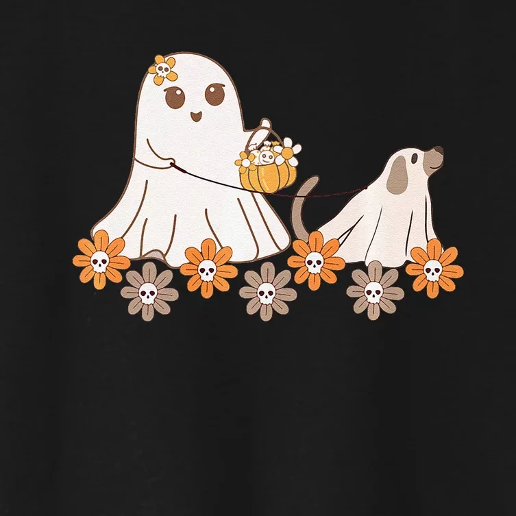 Cute Ghost Walking Dog Women's Crop Top Tee