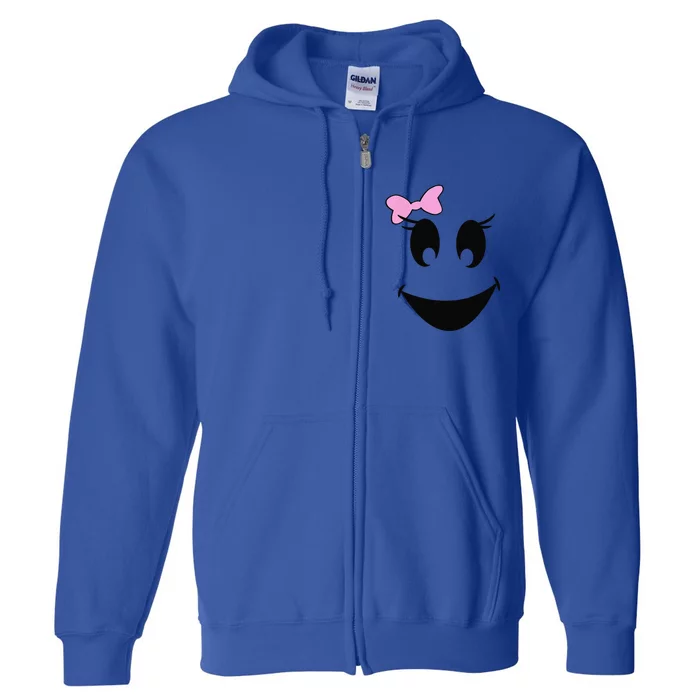 Cute Ghost With Bow Ghoul Face Halloween Full Zip Hoodie