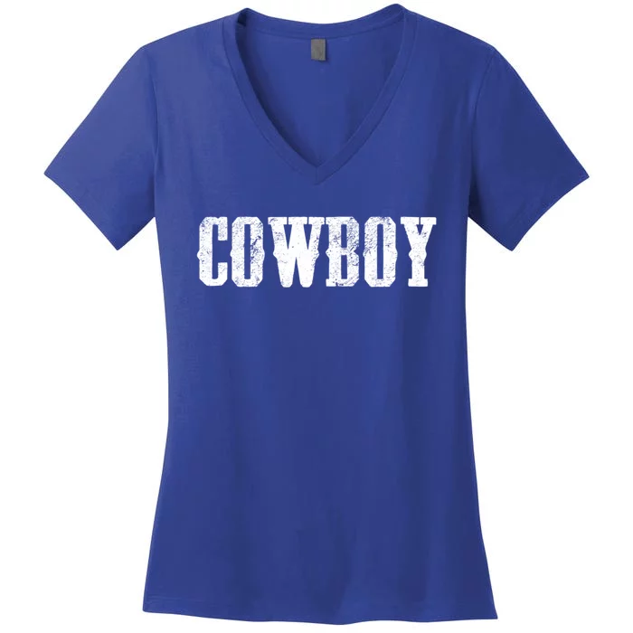 Cow Gift Westren Rodeo Southern Horse Lover Country Great Gift Women's V-Neck T-Shirt