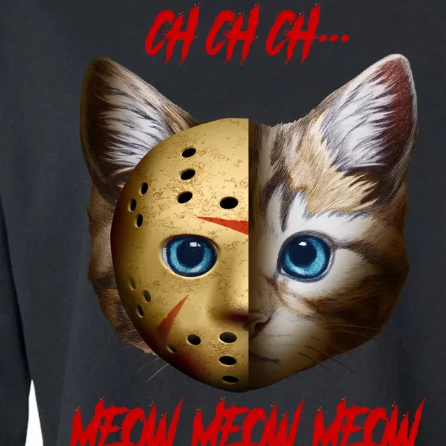 Ch Ch Ch Meow Meow Meow Cat Horror Movie Cropped Pullover Crew