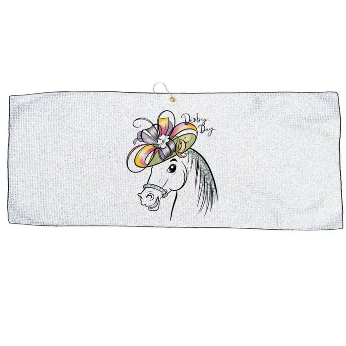 Cute Horse 150th Derby Day 2024 Horse Racing Fascinator Hat Large Microfiber Waffle Golf Towel