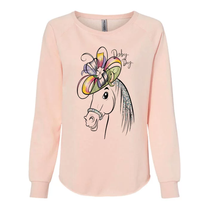 Cute Horse 150th Derby Day 2024 Horse Racing Fascinator Hat Womens California Wash Sweatshirt