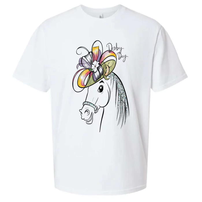 Cute Horse 150th Derby Day 2024 Horse Racing Fascinator Hat Sueded Cloud Jersey T-Shirt