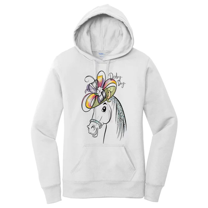 Cute Horse 150th Derby Day 2024 Horse Racing Fascinator Hat Women's Pullover Hoodie