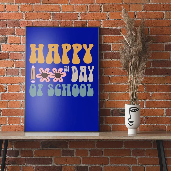 Cute Happy 100th Day Of School Teacher 100 Days Flowers Gift Poster