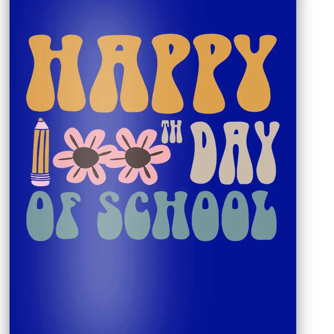 Cute Happy 100th Day Of School Teacher 100 Days Flowers Gift Poster