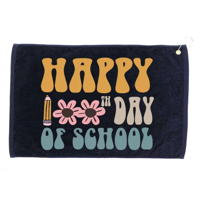 Cute Happy 100th Day Of School Teacher 100 Days Flowers Gift Grommeted Golf Towel